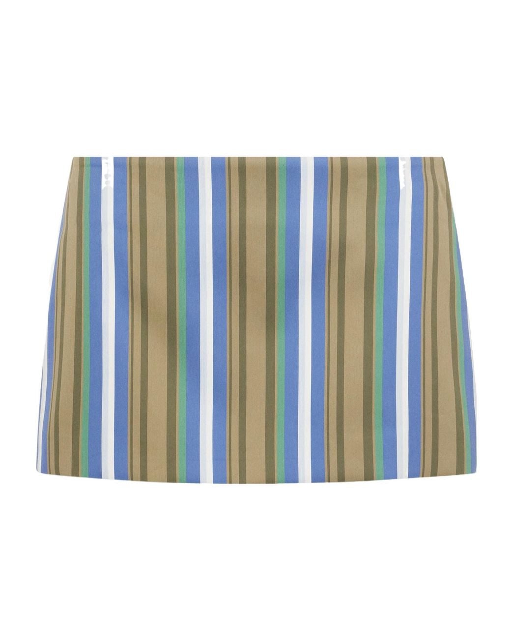 Frankie Shop Blue Hera Striped Cotton-Poplin Mini Skirt