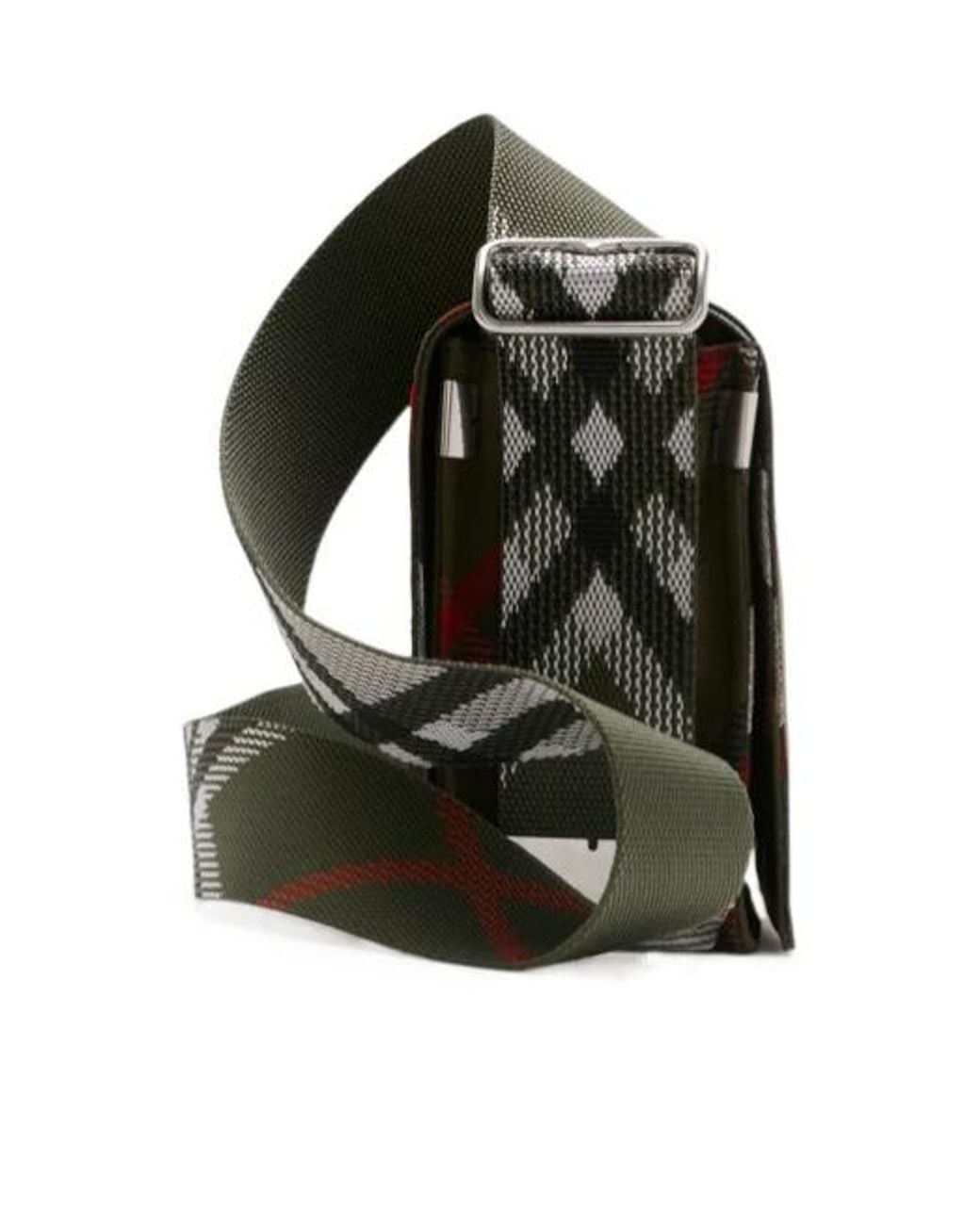 Burberry Black Trench Checked Foldover-Top Messenger Bag for men