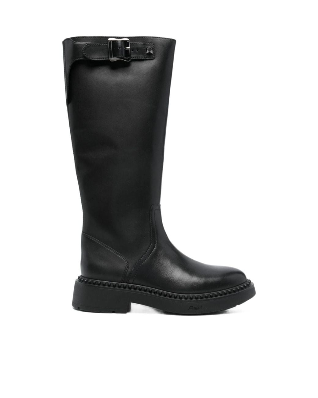 Ash Black Thick Heeled Short Boots