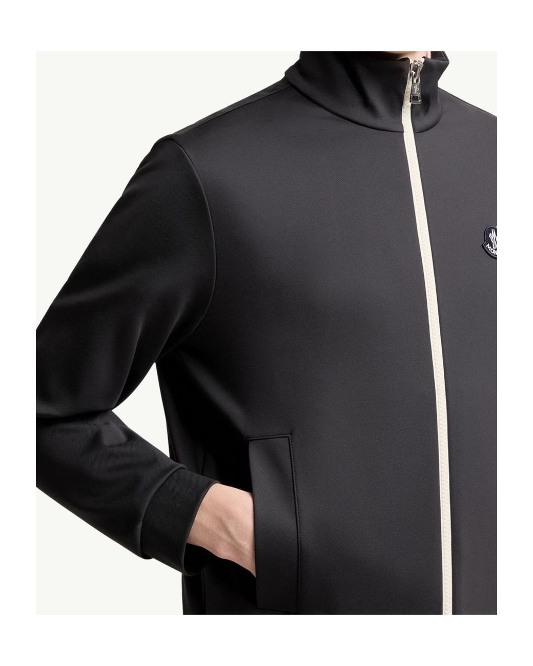 Moncler Black Tricolour Logo Zip-Up Sweatshirt for men