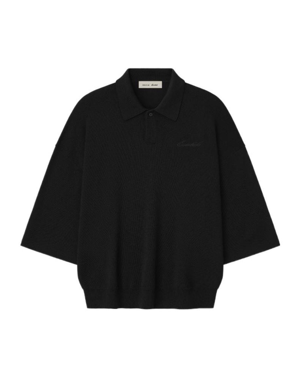 Fear Of God Black Essentials Oversized Knit Polo Sweater for men