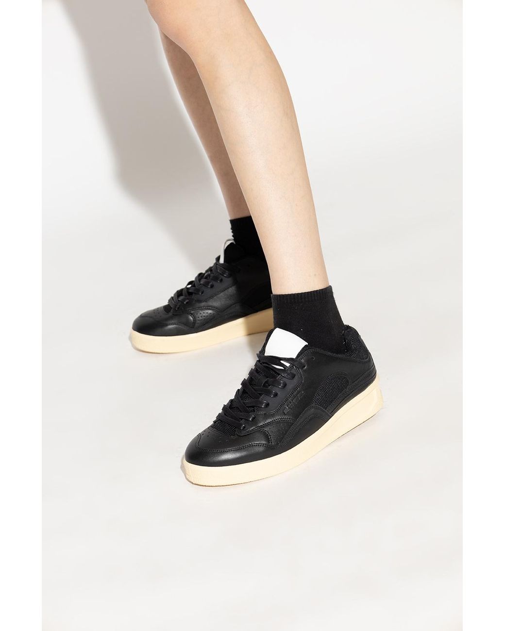 Jil Sander Black Round-Toe Lace-Up Sneakers