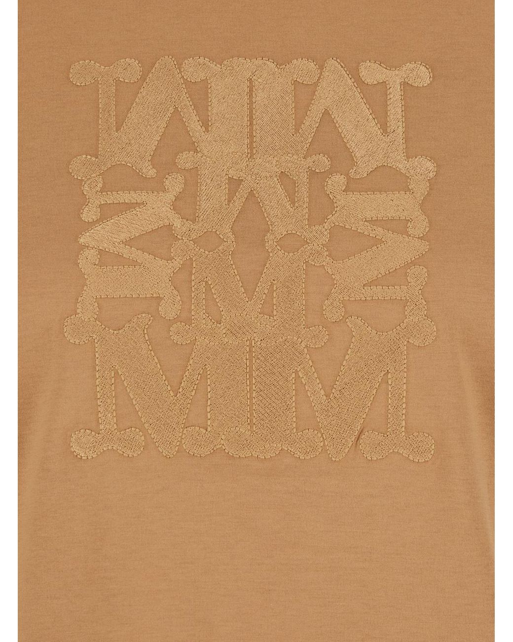 Max Mara Brown Logo Embroidered Crewneck T-Shirt