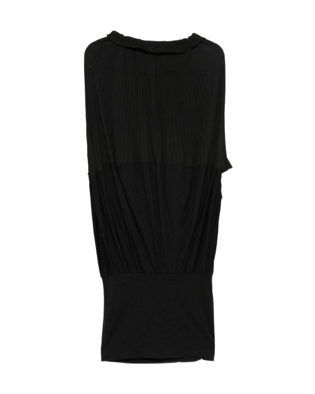 Junya Watanabe Black Pleated Ruffled-Trim Top