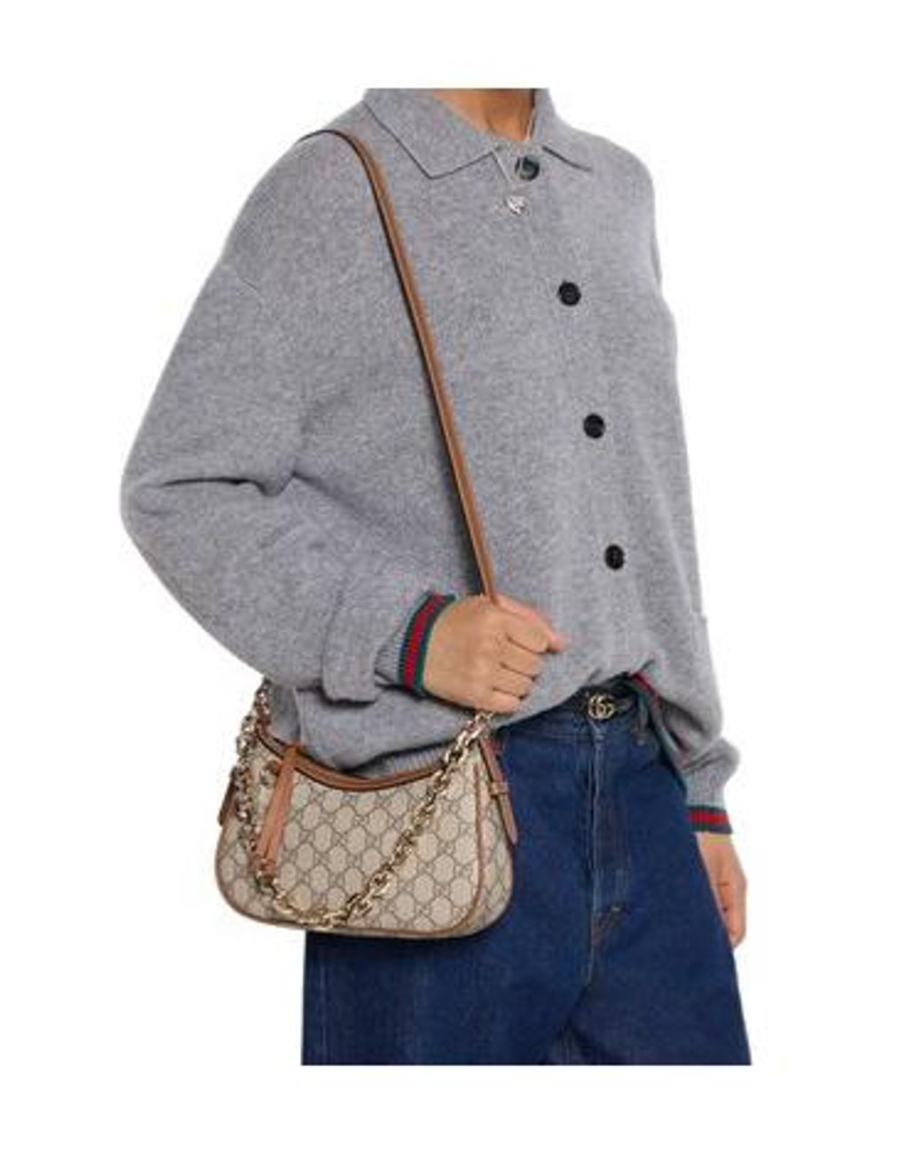 Gucci Gray Gg Emblem Small Shoulder Bag