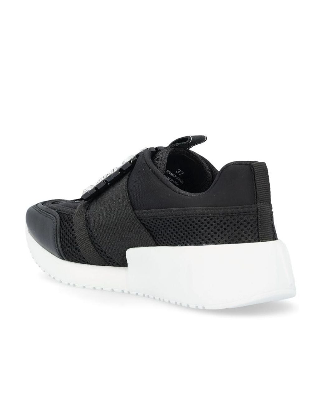 Roger Vivier Black Viv' Go Rhinestone Buckle Sneakers