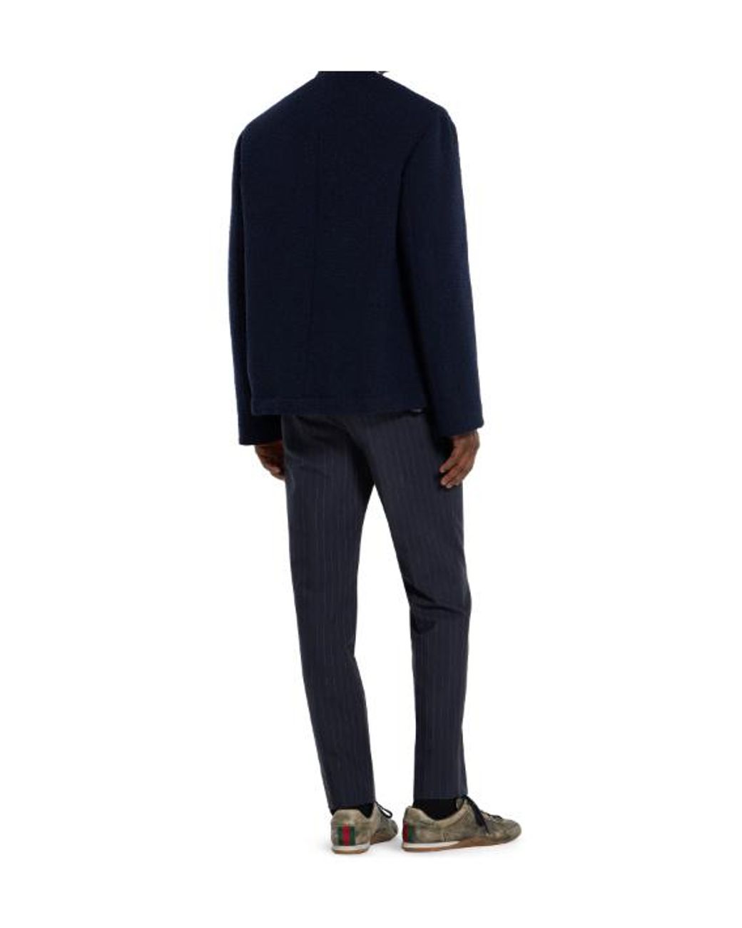 Gucci Blue Pinstripe Wool Trousers for men