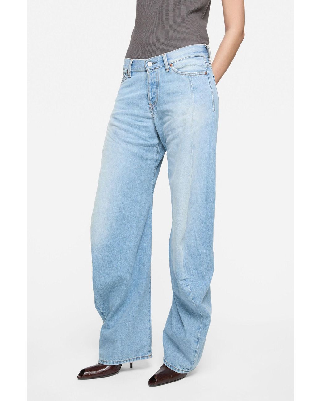 Acne Blue Panelled Distressed Denim Jeans