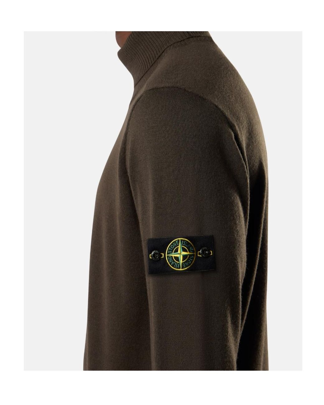 Stone Island Black Logo Patch Turtleneck Knitted Sweater for men