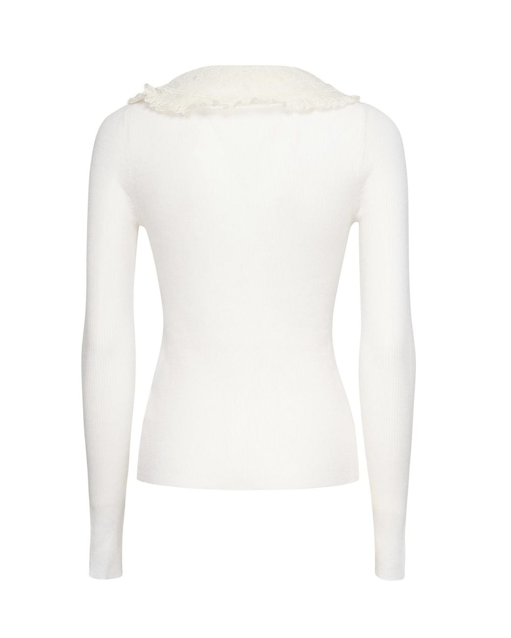 Chloé White Lace-Collar Long-Sleeve Shirt