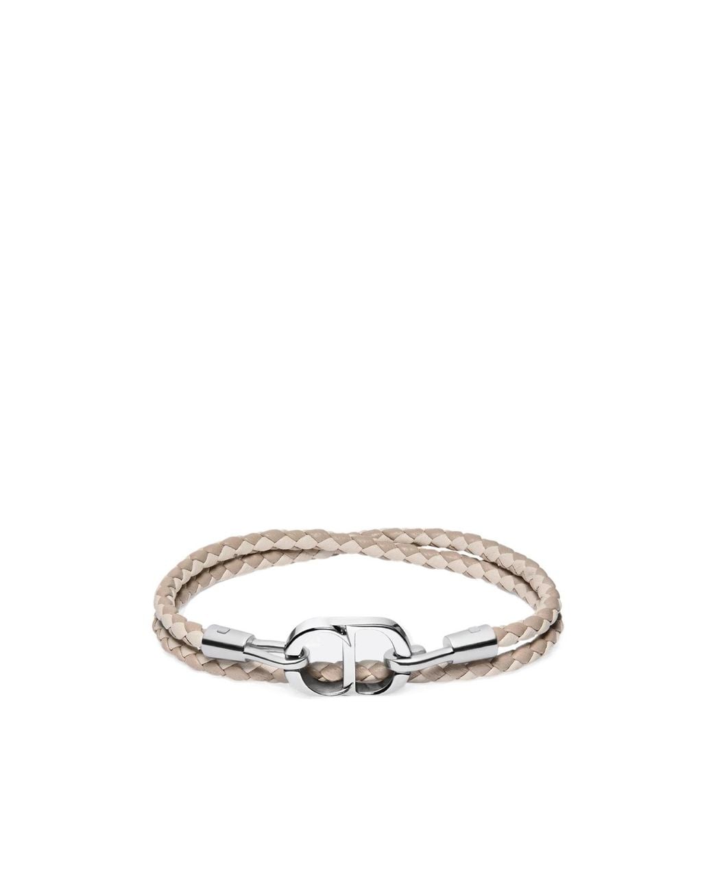 Dior White Cd Icon Woven Leather Double Bracelet for men