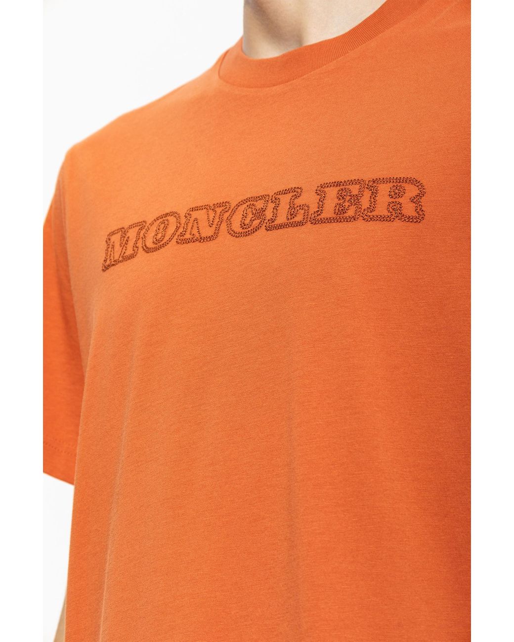 Moncler Orange Logo Crewneck T-Shirt for men