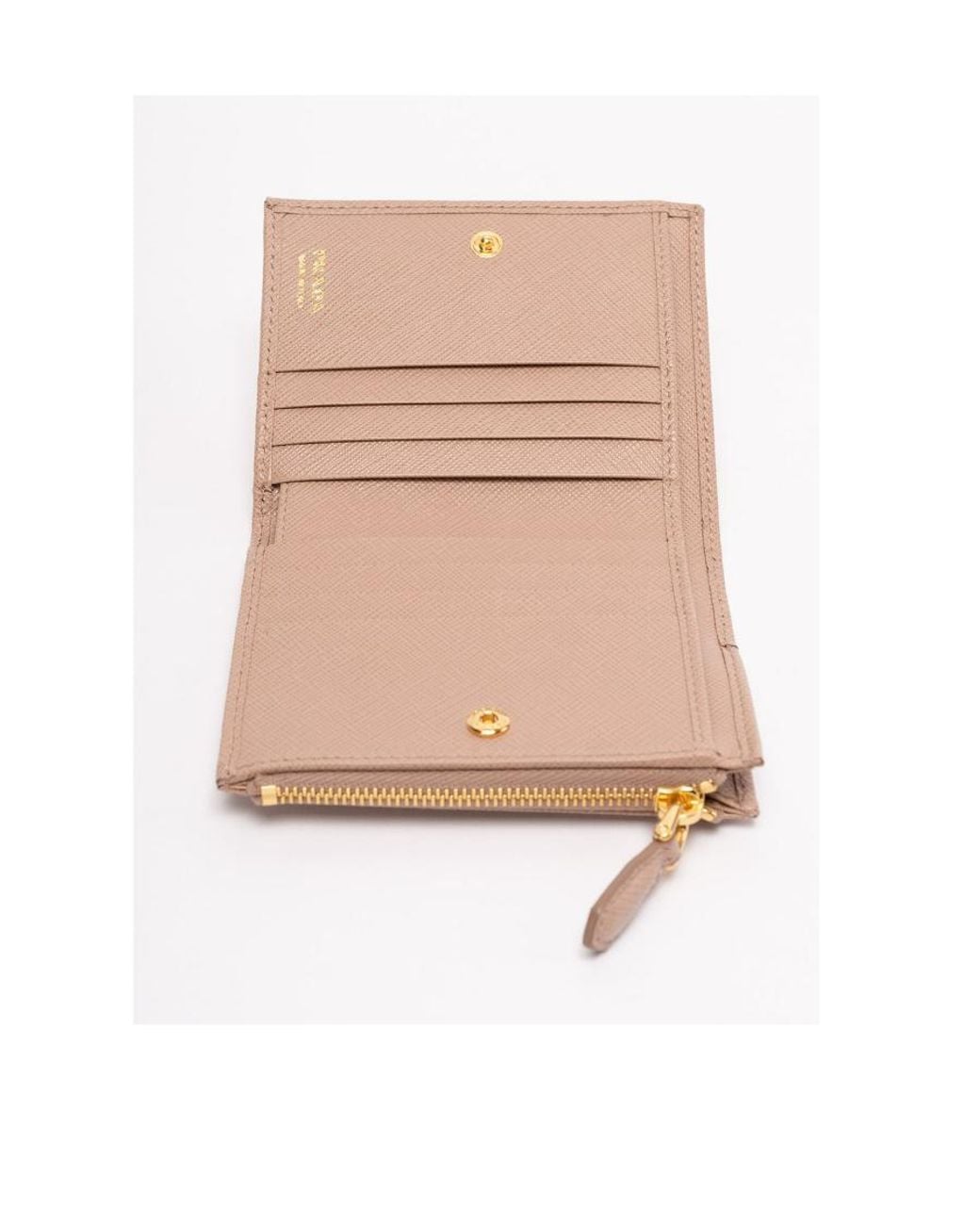 Prada Natural Logo Plaque Bi-Fold Wallet