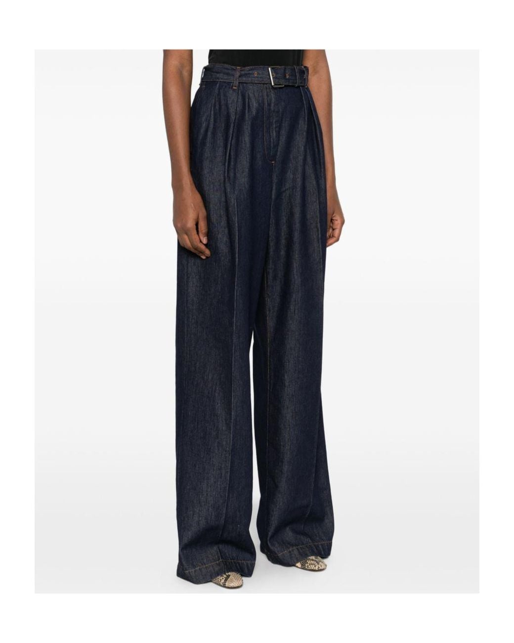 Dries Van Noten Blue Buckle Casual Pants