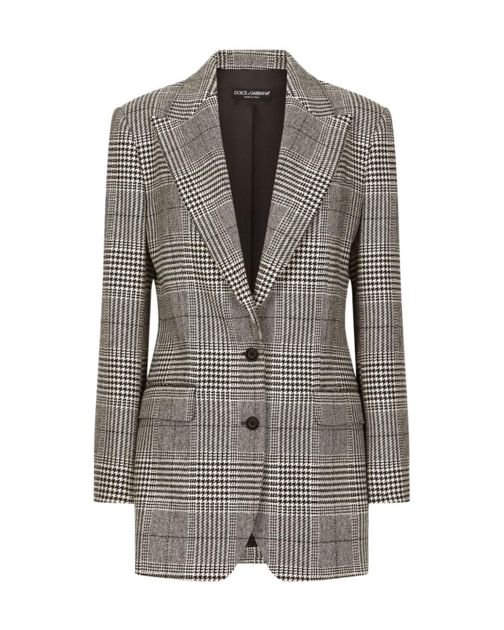 Dolce & Gabbana Gray Long-Sleeved Checked Jacket