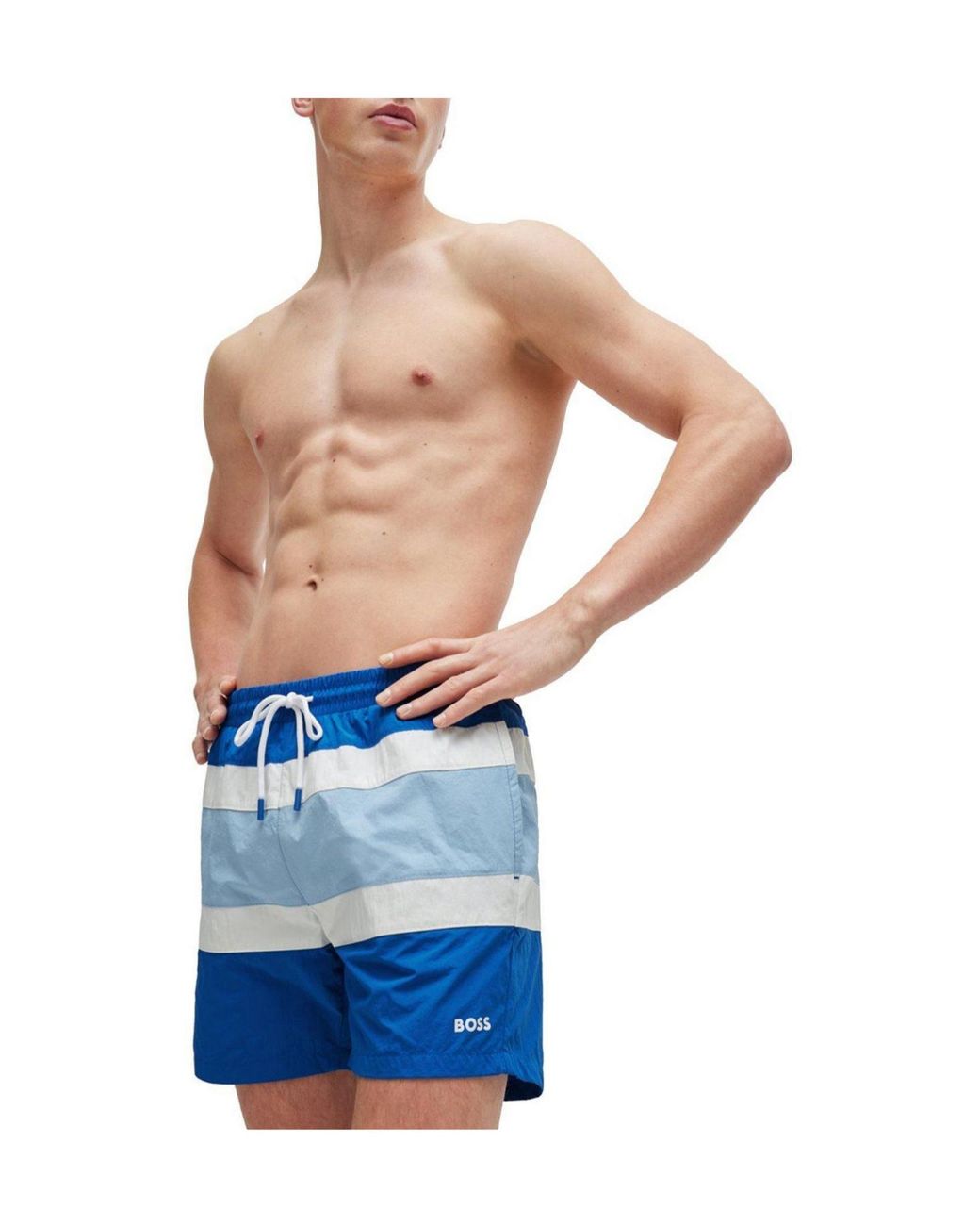 Boss Blue Striped Shorts for men
