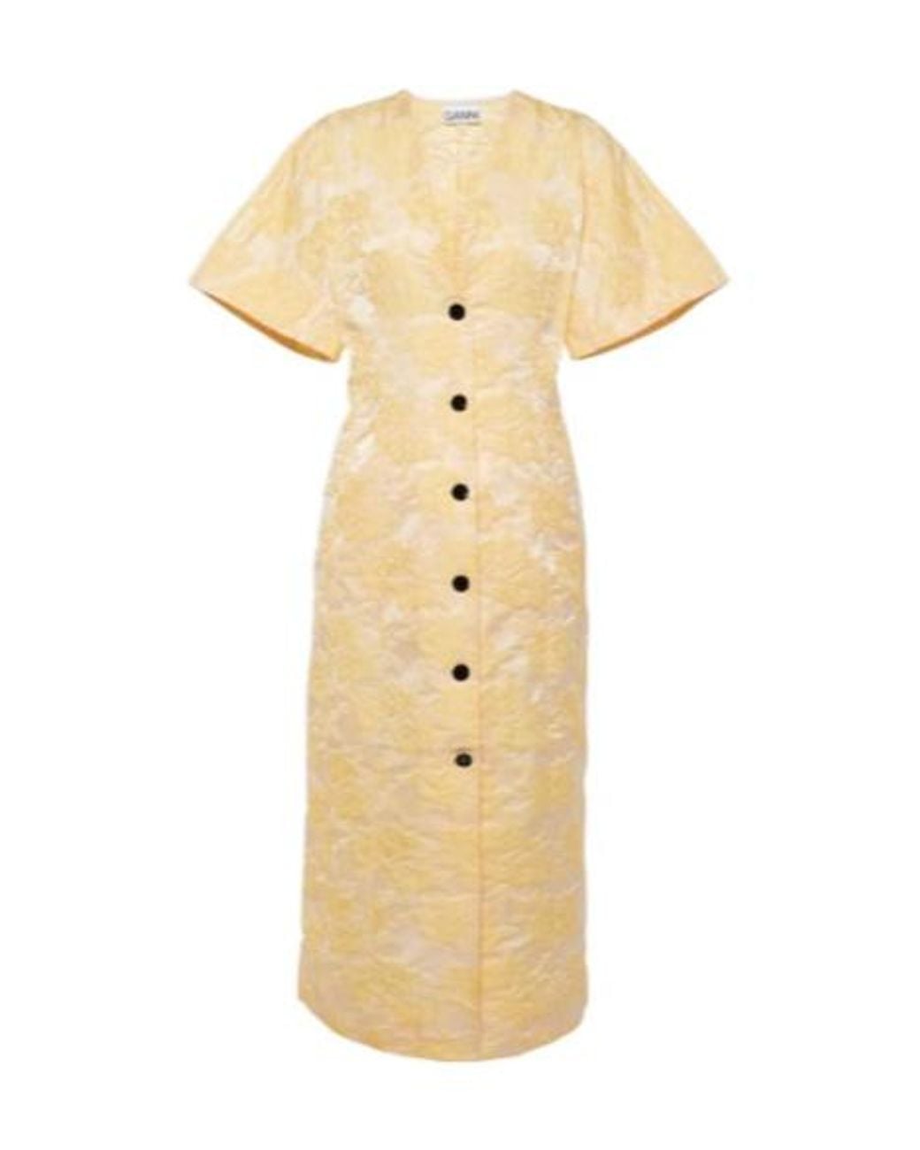 Ganni Metallic Floral Jacquard Shirt Dress