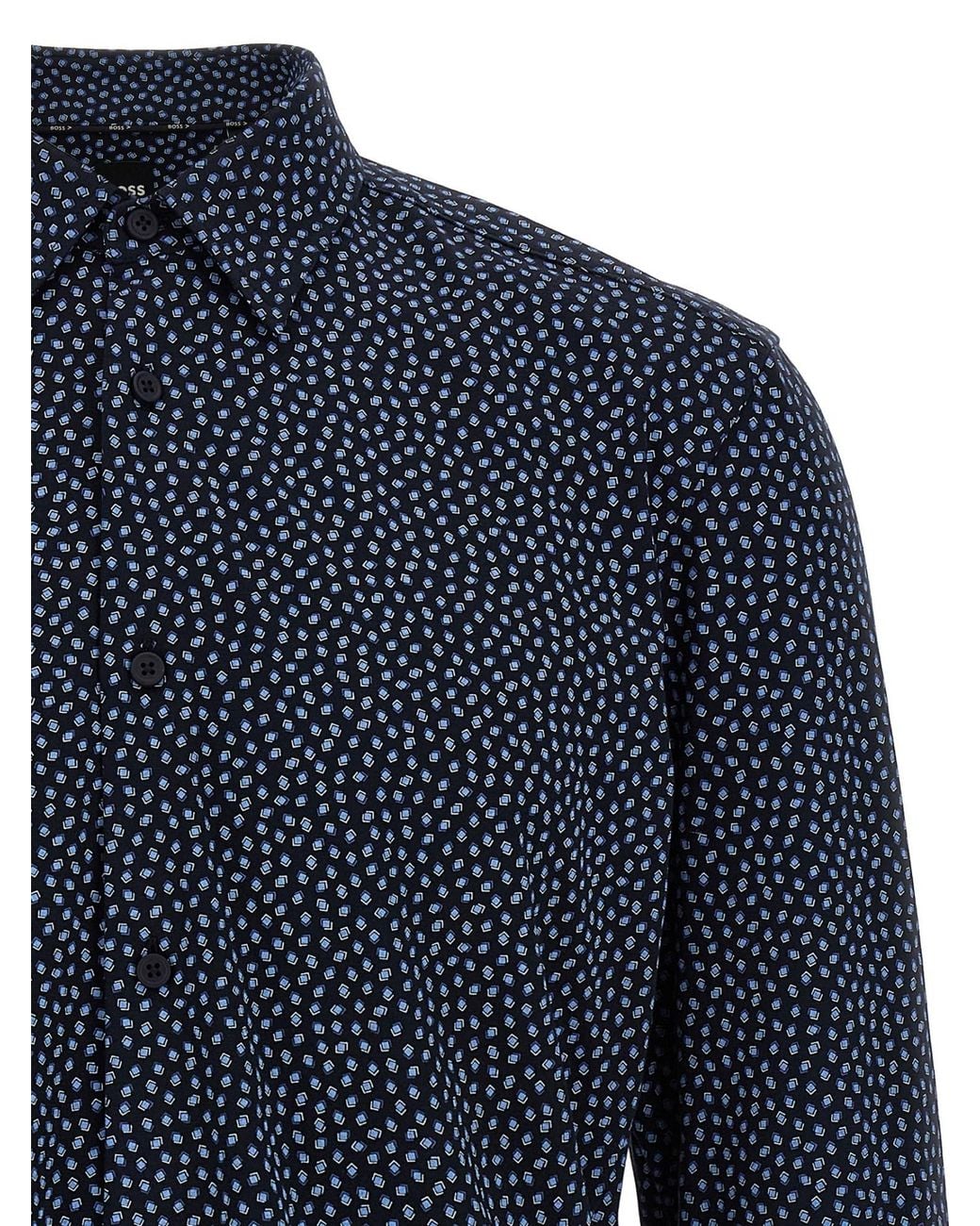 Boss Blue Boss Roan All-Over Patterned Button-Up Shirt for men