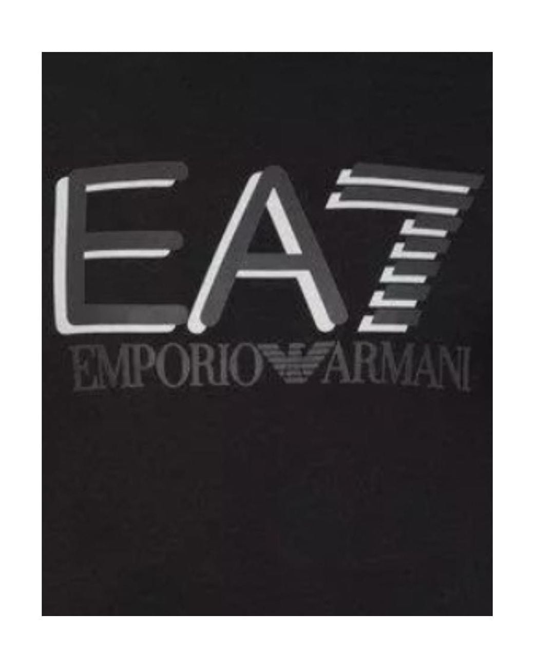 EA7 Black Logo Printed Round-Neck Pullover for men