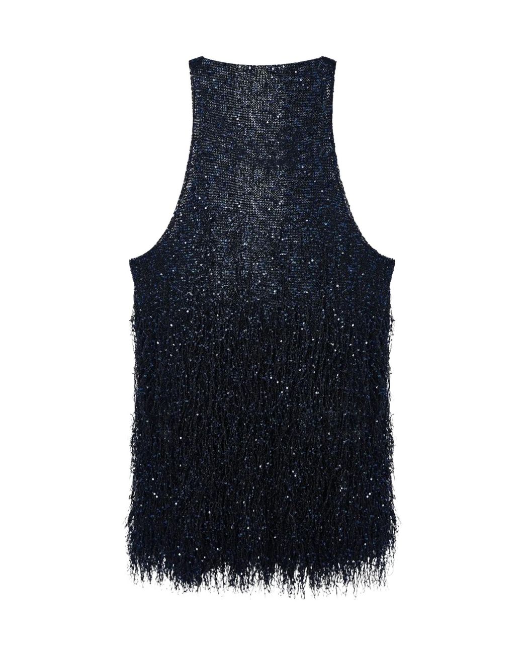 Giorgio Armani Blue Sleeveless Fringed Top