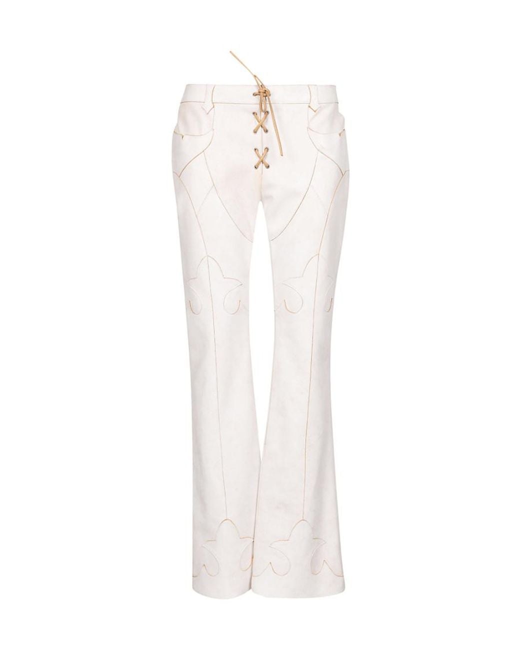 Acne White Spliced Leather Trousers