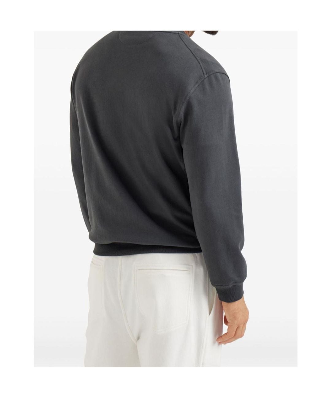 Brunello Cucinelli Gray Cotton-Blend Graphic Sweatshirt for men
