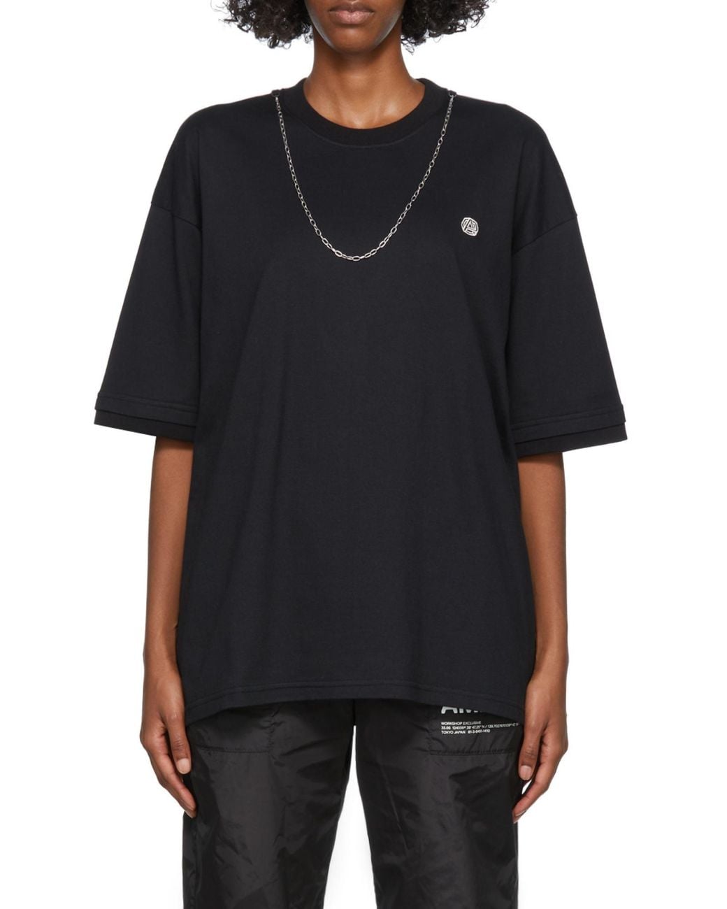 Ambush Black Chain Collar Detailed Crewneck T-Shirt for men