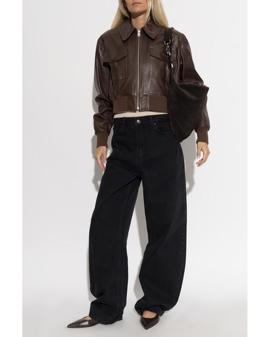 Arma Brown Zafira Cropped Leather Jacket
