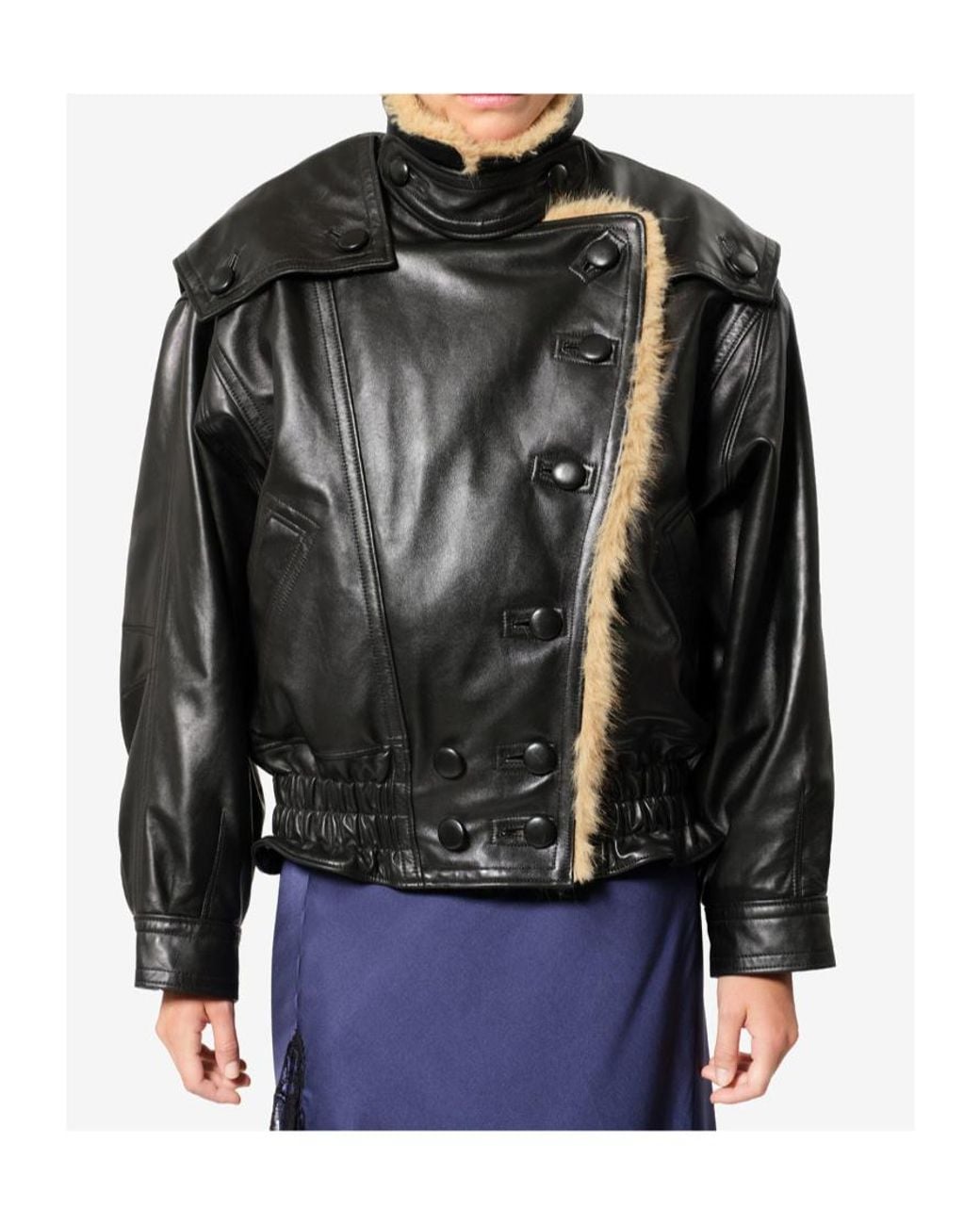 Isabel Marant Black Valina Faux Fur Trim Jacket