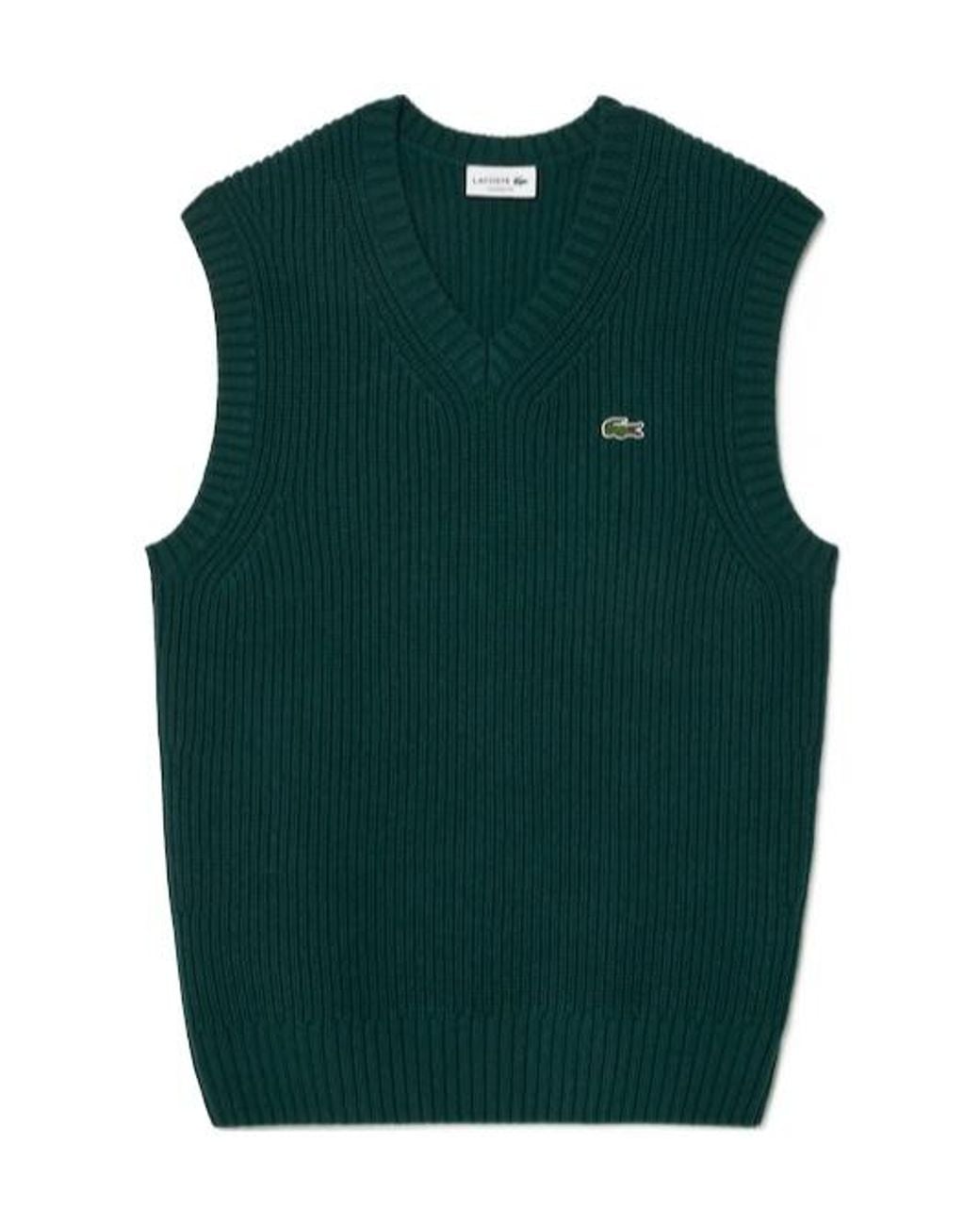 Lacoste Green Sleeveless Wool Vest for men