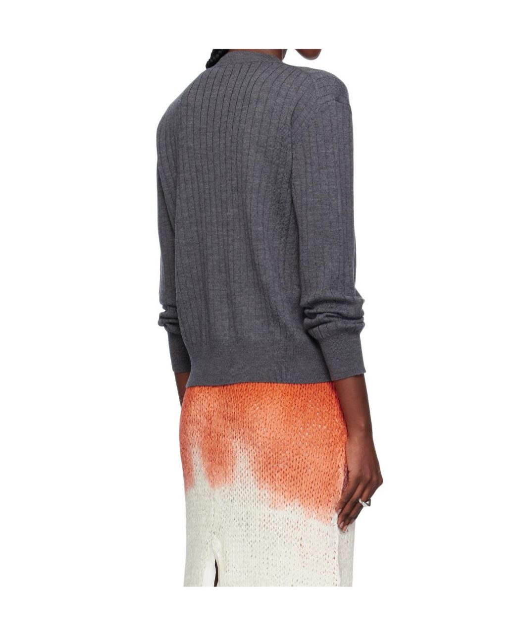 Bottega Veneta Gray Ribbed Cardigan
