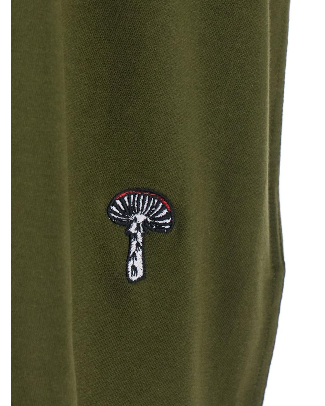 Bottega Veneta Green Mushroom Embroidered Crewneck T-Shirt for men