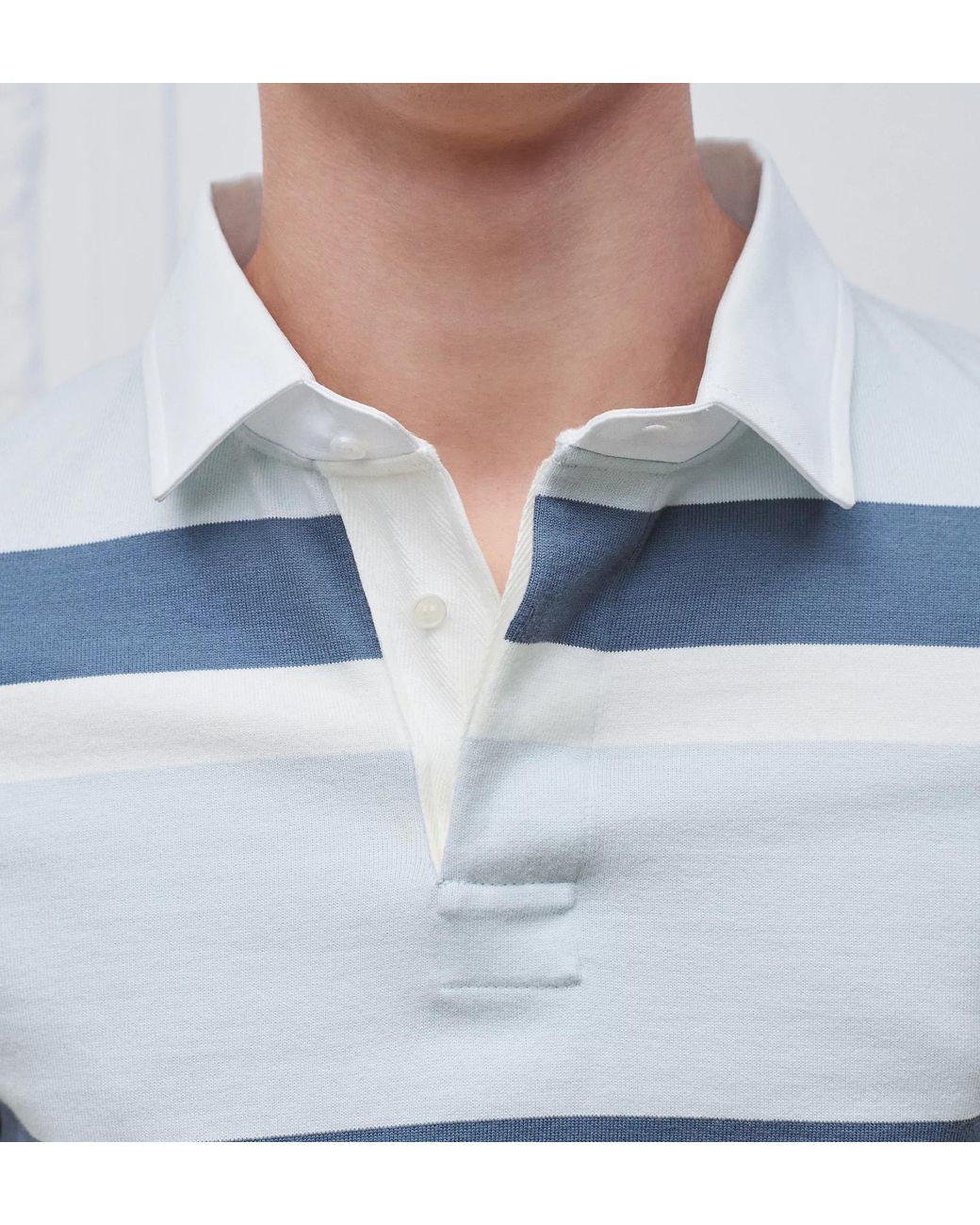 Dior Blue Homme Striped Long Sleeve Polo Shirt for men