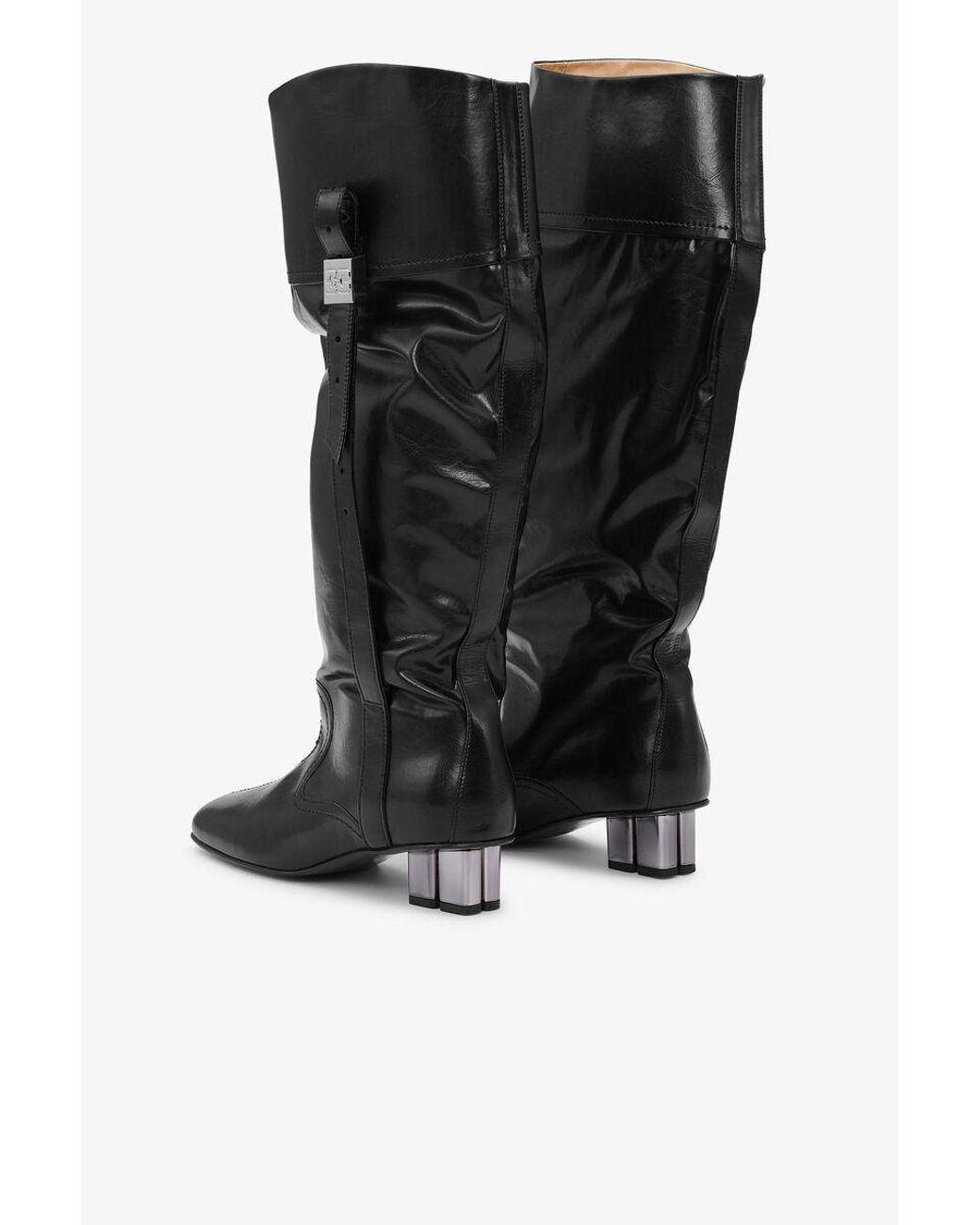 Ganni Black Slouchy Gathered Heeled Boots