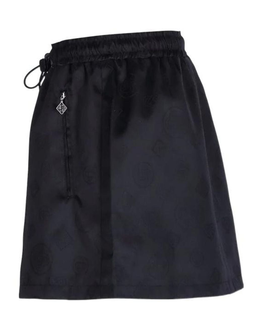 Casablanca Black All-Over Patterned Drawstring Mini Skirt