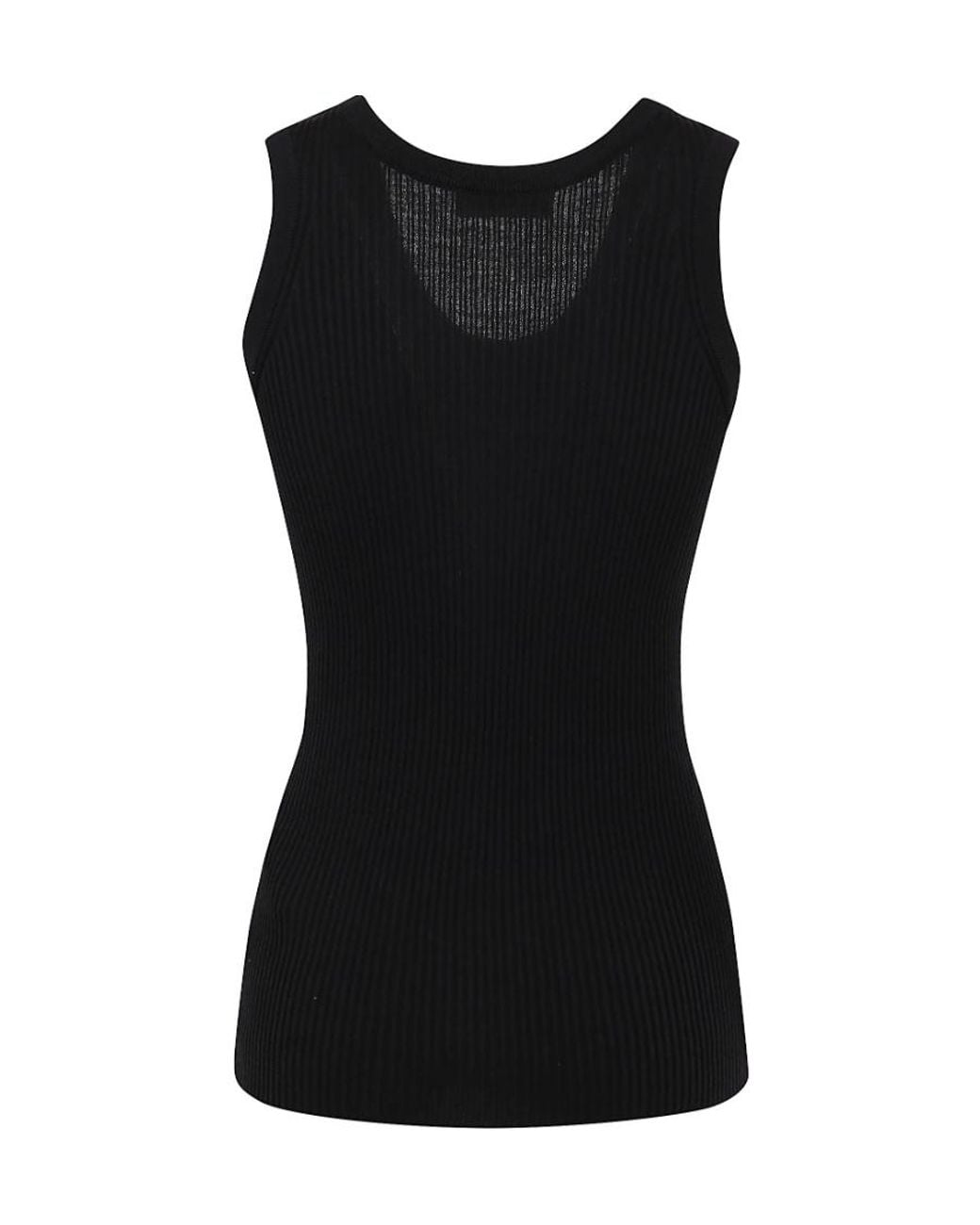 Jil Sander Black Logo-Embroidered Ribbed Top