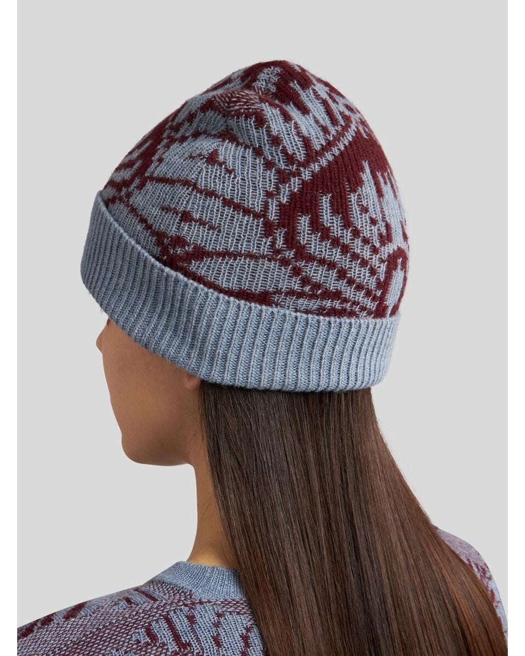 Etro Purple Knit Jacquard Beanie