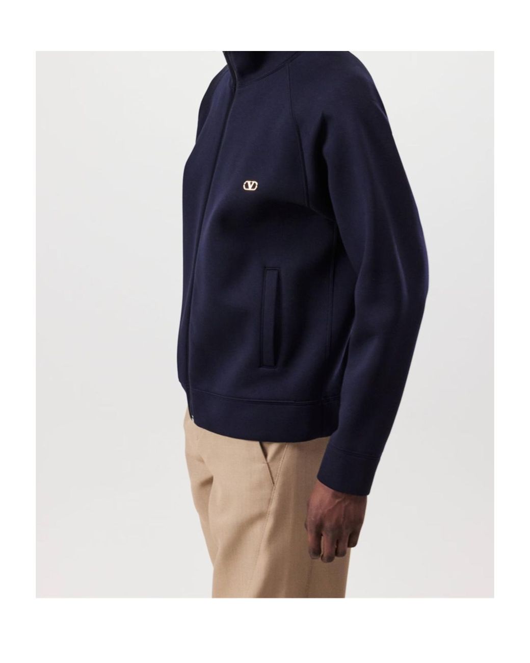 Valentino Blue Zippered Long Sleeve Casual Jacket for men