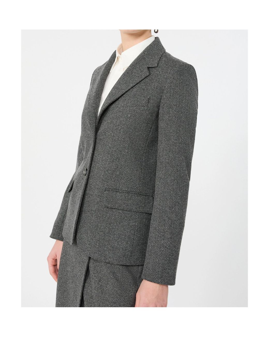Weekend by Maxmara Gray Feroce Herringbone Blazer