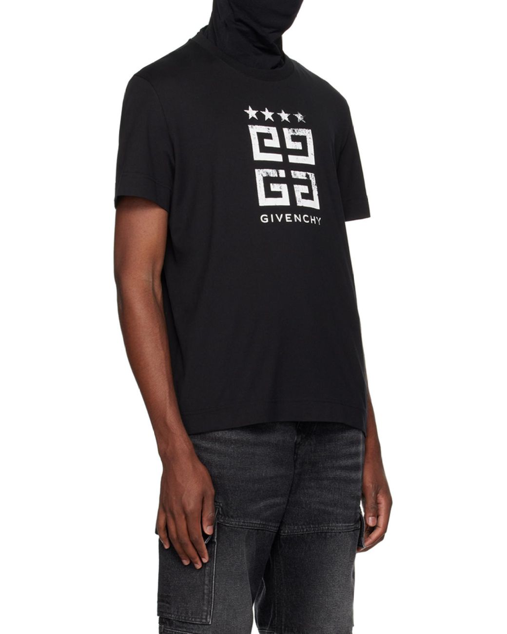 Givenchy Black Faded 4G Logo Printed Slim Fit T-Shirt for men