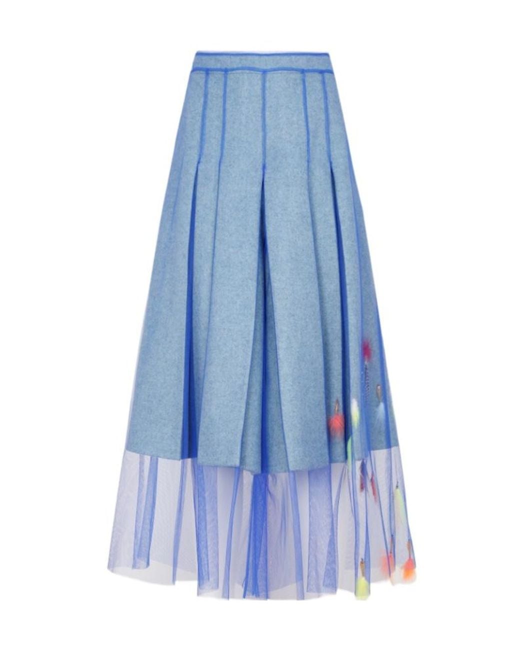 Maison Margiela Blue Embellished Layered Skirt