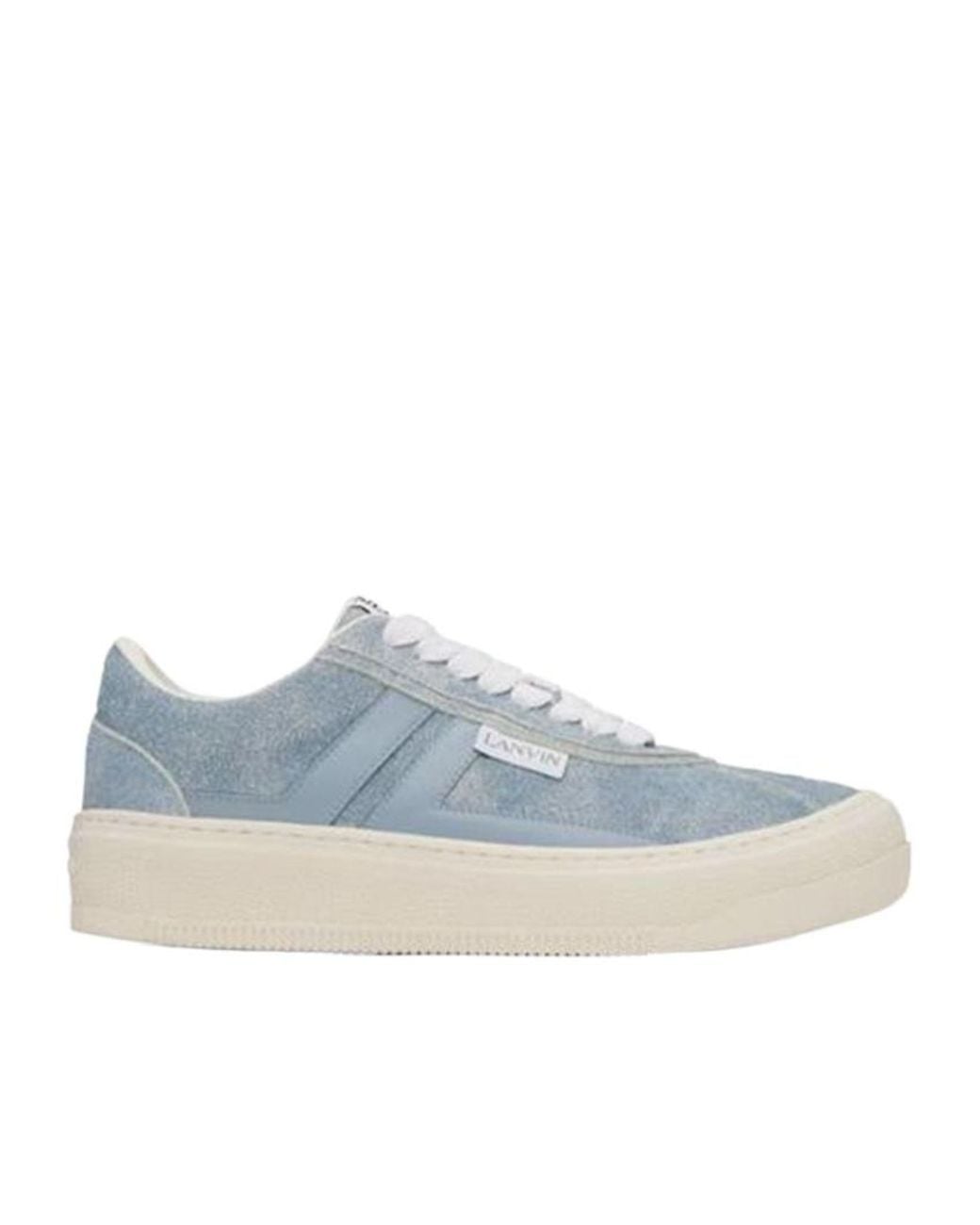 Lanvin Blue Logo-Detail Denim-Panel Sneakers for men