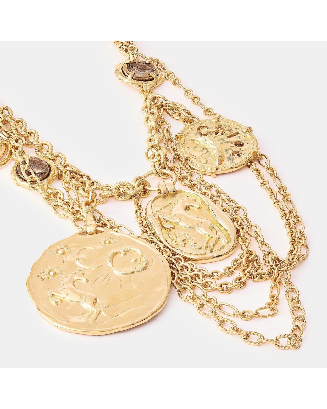 Chloé Metallic Chain Necklace Stacked