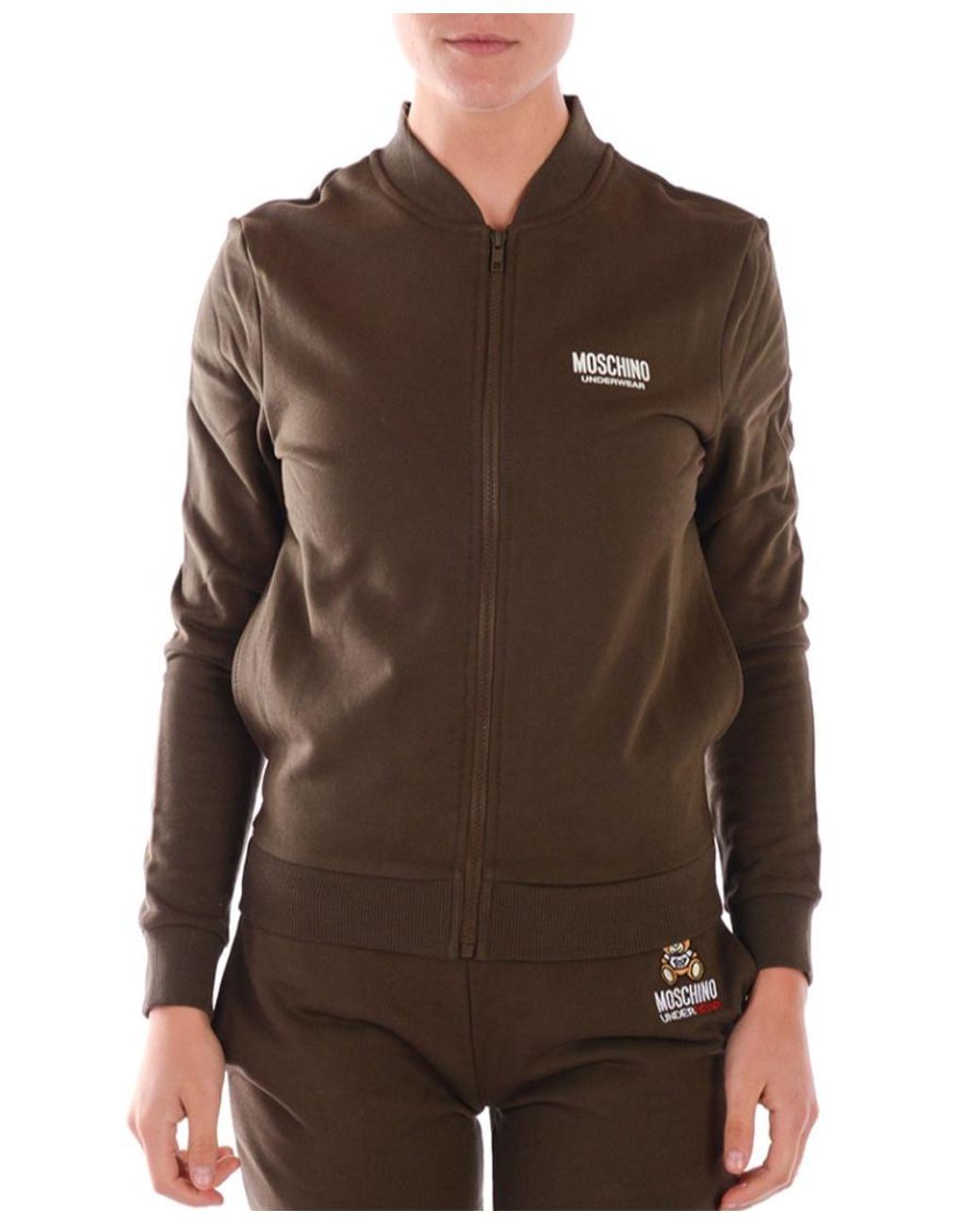 Moschino Brown Logo Zip-Up Casual Jacket
