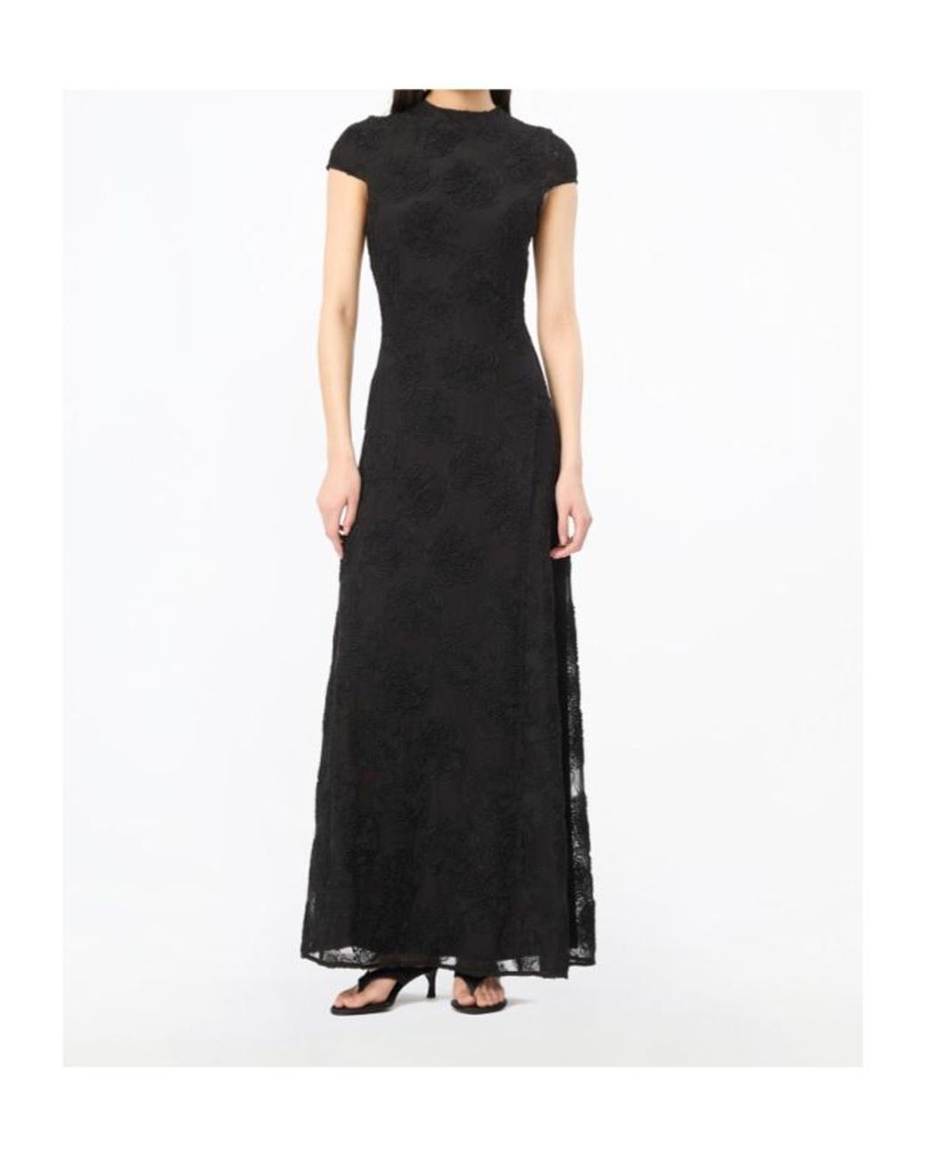ROTATE BIRGER CHRISTENSEN Black Flower Mesh Maxi Dress