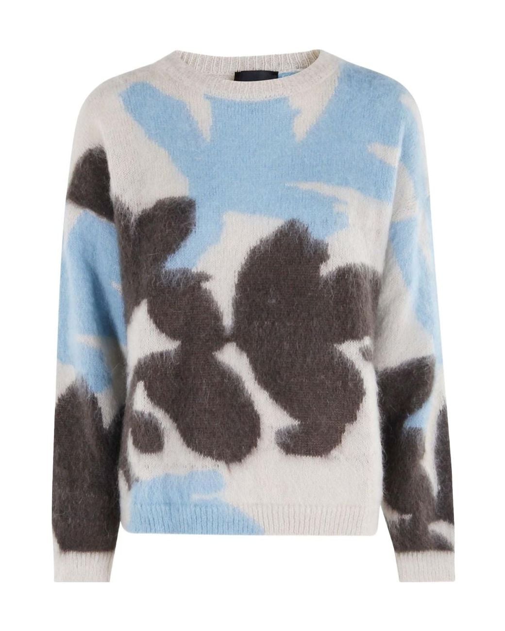 Roberto Collina Blue Crew Neck Long-Sleeved Sweater