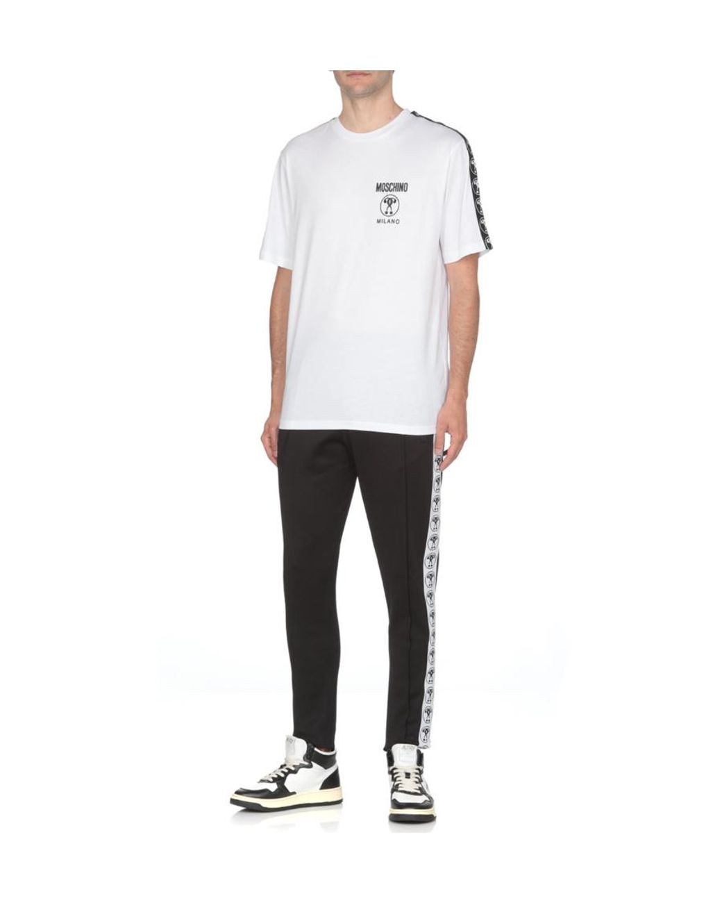Moschino White Logo Printed Crewneck T-Shirt for men