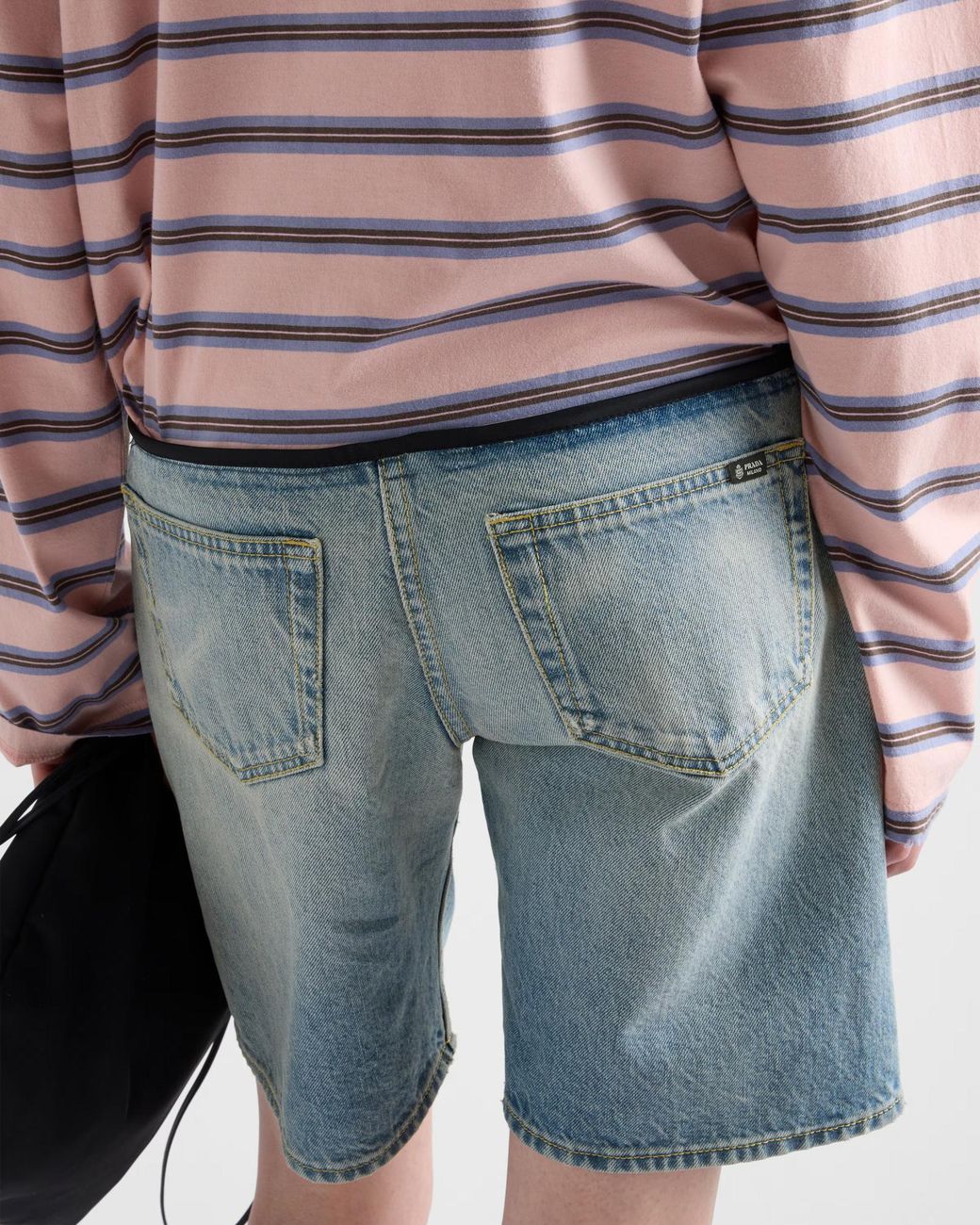 Prada Blue Washed Denim Bermudas