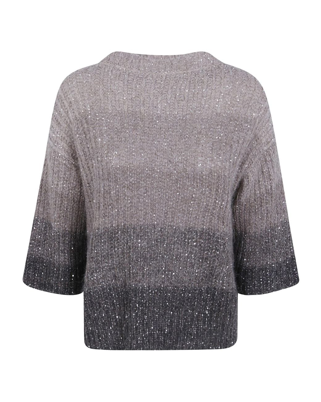 D.exterior Gray Striped Jumper