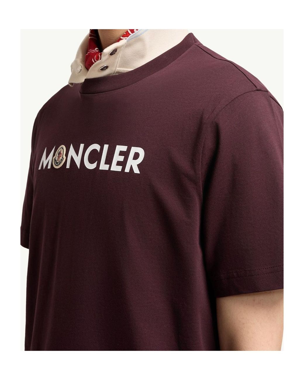 Moncler Purple Logo Patch Crewneck T-Shirt for men